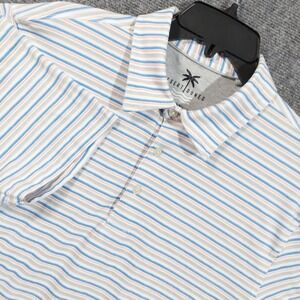 Desert Dunes Polo Shirt Mens Large White Blue‎ Stripe The Good Life Cotton